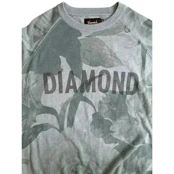 Diamond Supply Co Mens Large Crewneck Sweater Y2K Skater Blue Floral Logo - Picture 4 of 9